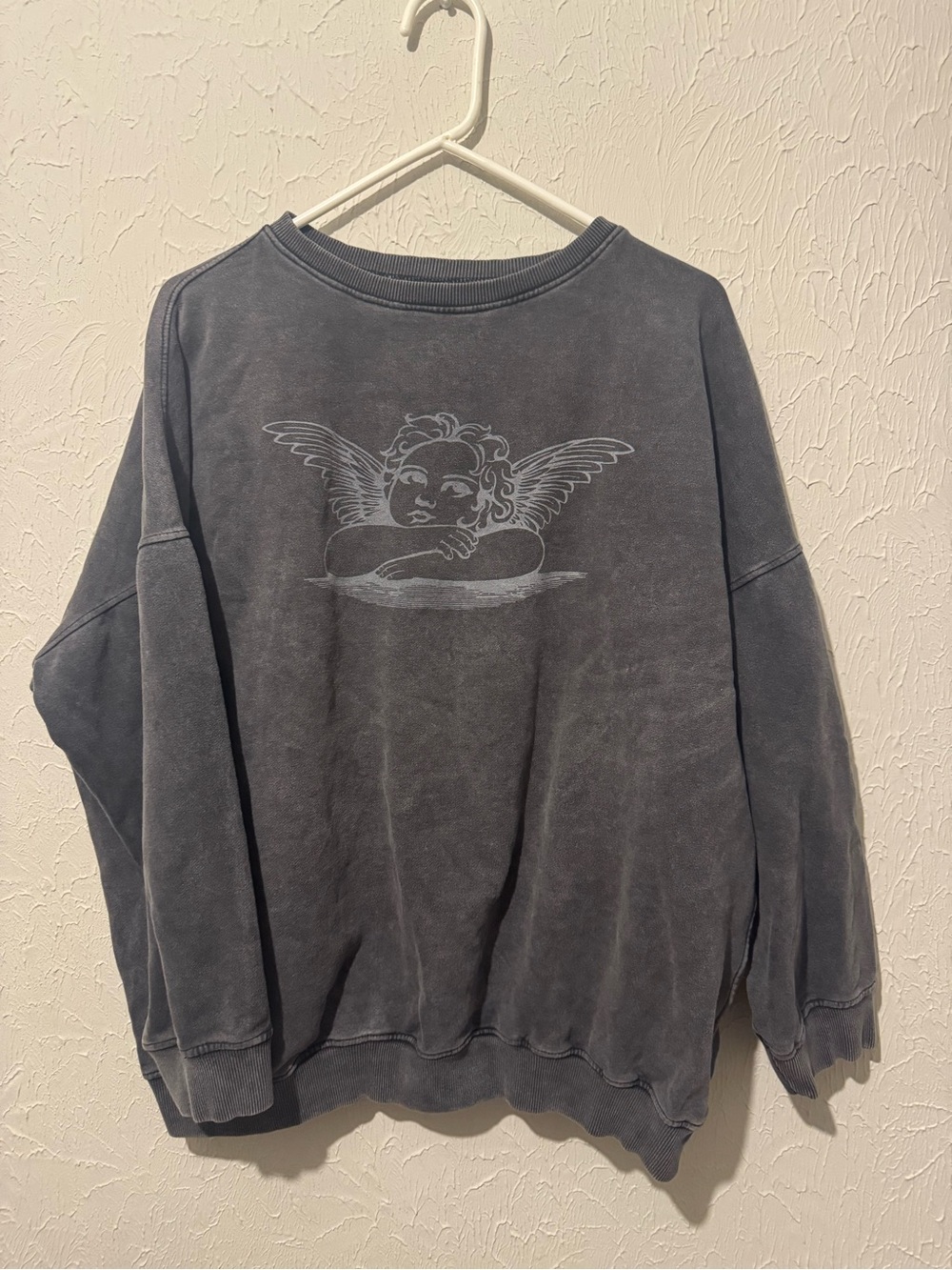 Motel Rocks Washed Charcoal Angel Crewneck Sweatshirt